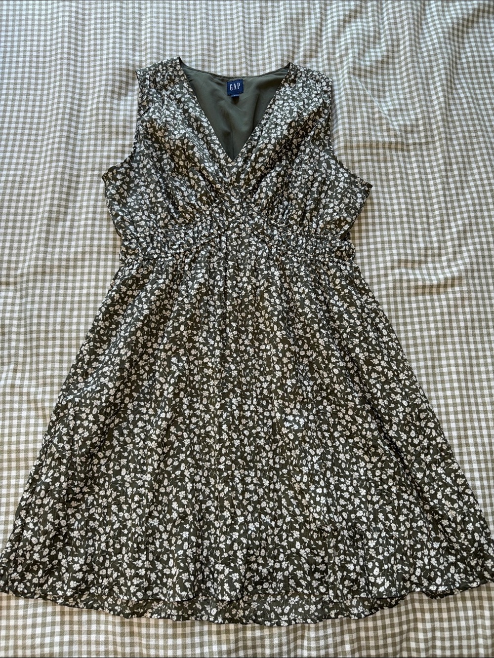 GAP Olive Green Floral Midi Wrap Dress